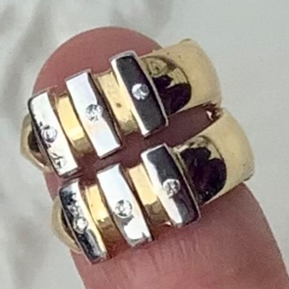 Gorgeous 14k Yellow/White Gold Hoop Earrings